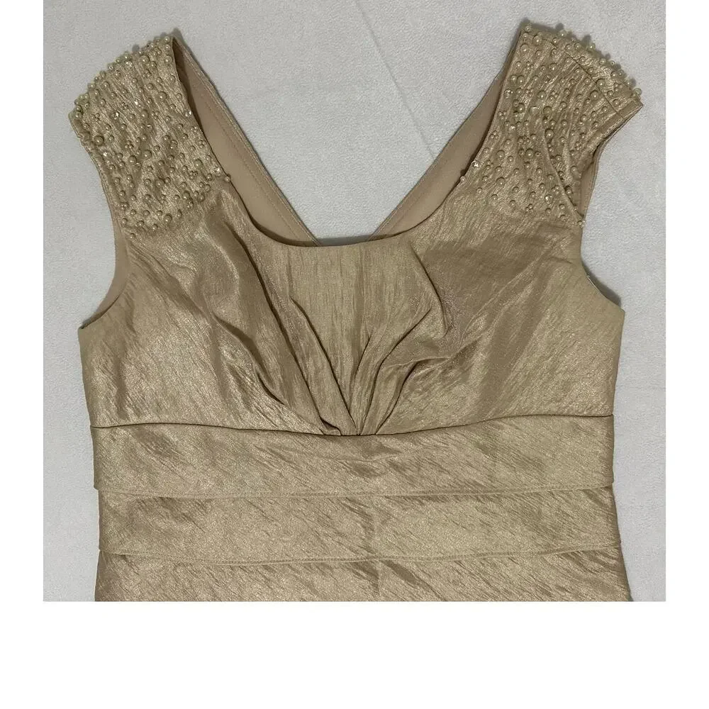 Jessica Howard Ruffle Dress With Pearl Accents 6p